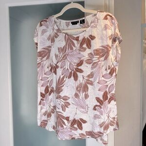 Tahari | Linen Top | Modern Floral | Cream:Cocoa:Lavender | L